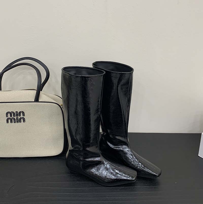 2025 Autumn Winter New Slim High Top Riding Boots Women Square Toe Inner Height Knee High Boots - Image 4