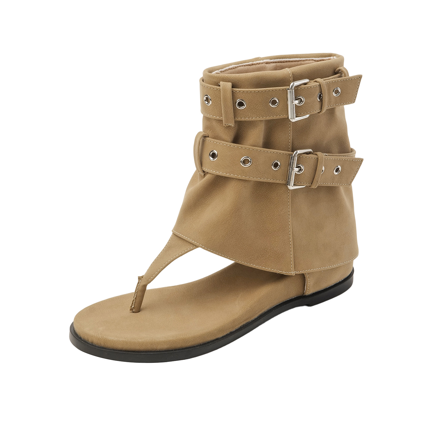 4cm Hidden Heel Retro Toe Clip Ankle Boot Sandals for Women with Rivets - Image 5