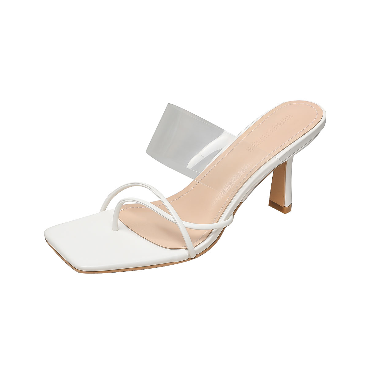 HMSZ 2025 Summer Sexy PVC Transparent Square Toe High Heel Sandals Slippers with Thin Heel for Women - Image 5