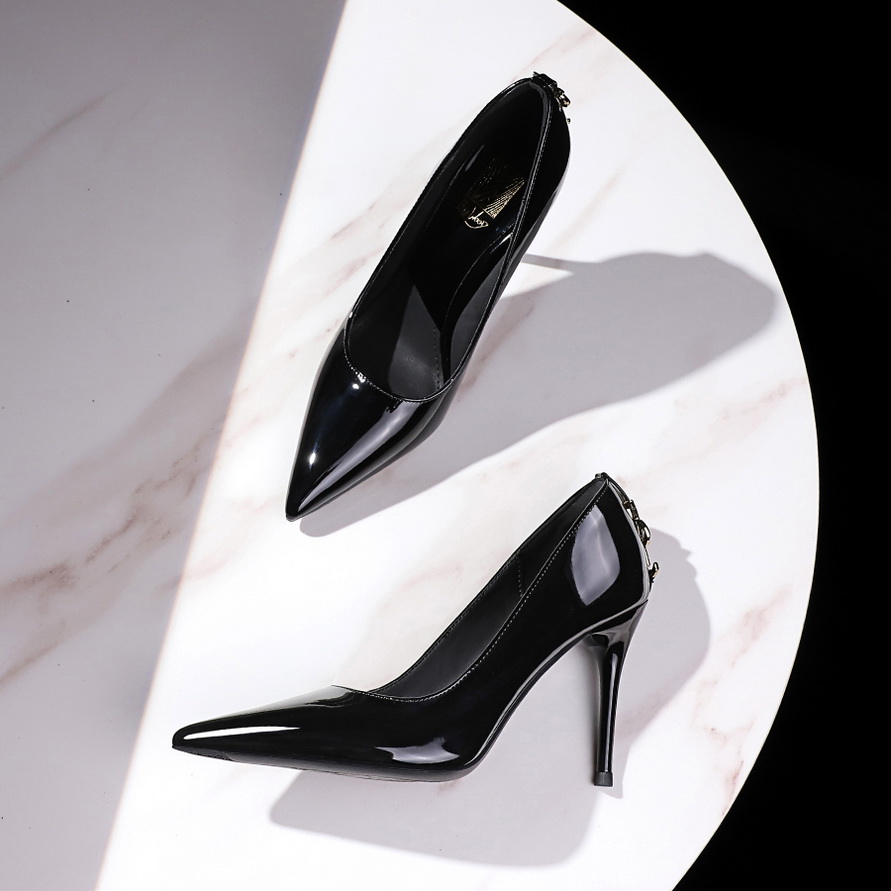 Patent Leather Sexy Professional High Heel Shoes Women Pointed Toe Thin Heel Nightclub Shallow Mouth Metal Heel Single Shoes - Image 2