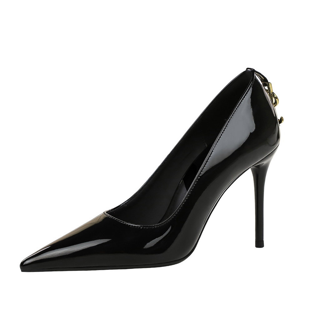 Patent Leather Sexy Professional High Heel Shoes Women Pointed Toe Thin Heel Nightclub Shallow Mouth Metal Heel Single Shoes - Image 5