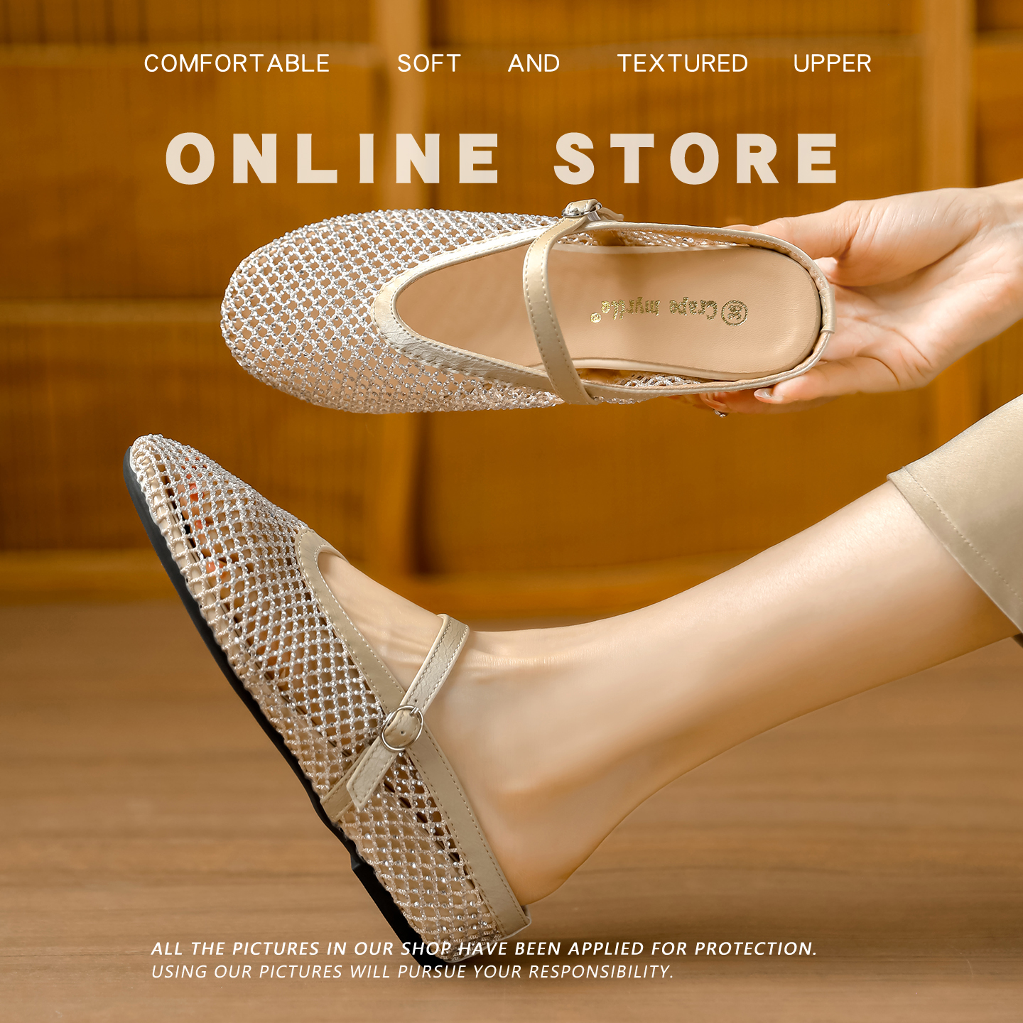 Trendy Summer New 4cm Hidden Heel Sparkly Rhinestone One-Strap Breathable Fairy Half Slippers - Image 3