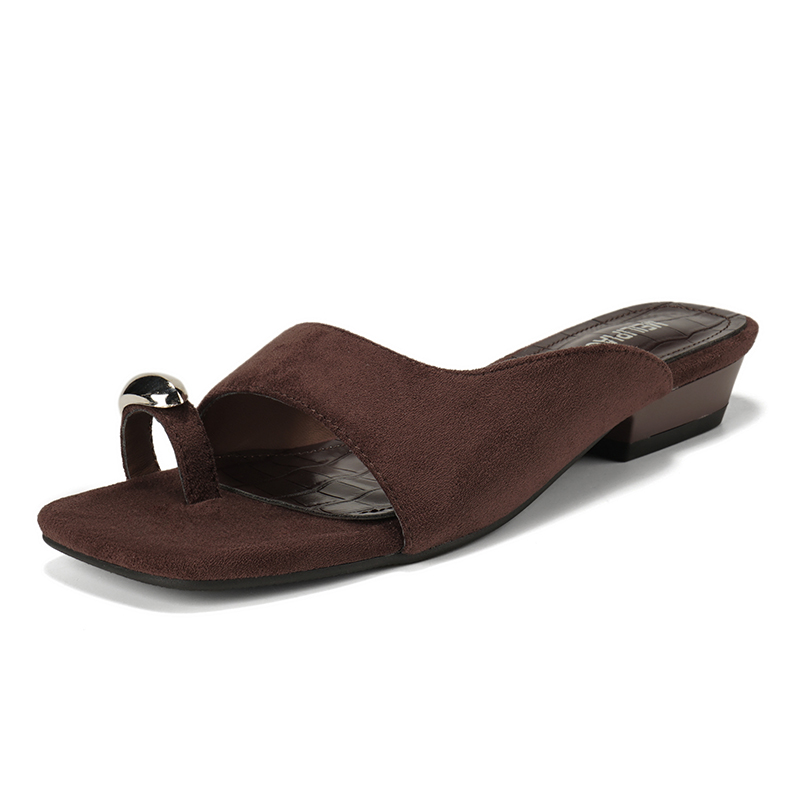 Ultra Soft Leather Square Toe Block Heel Slide Sandals for Women 2026 Summer Retro Style - Image 5