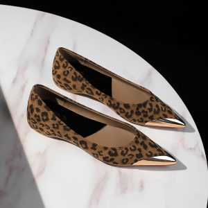 Women's European American Style Low Heel Metal Pointed Toe Slip-On Suede Shoes with Hidden Wedge